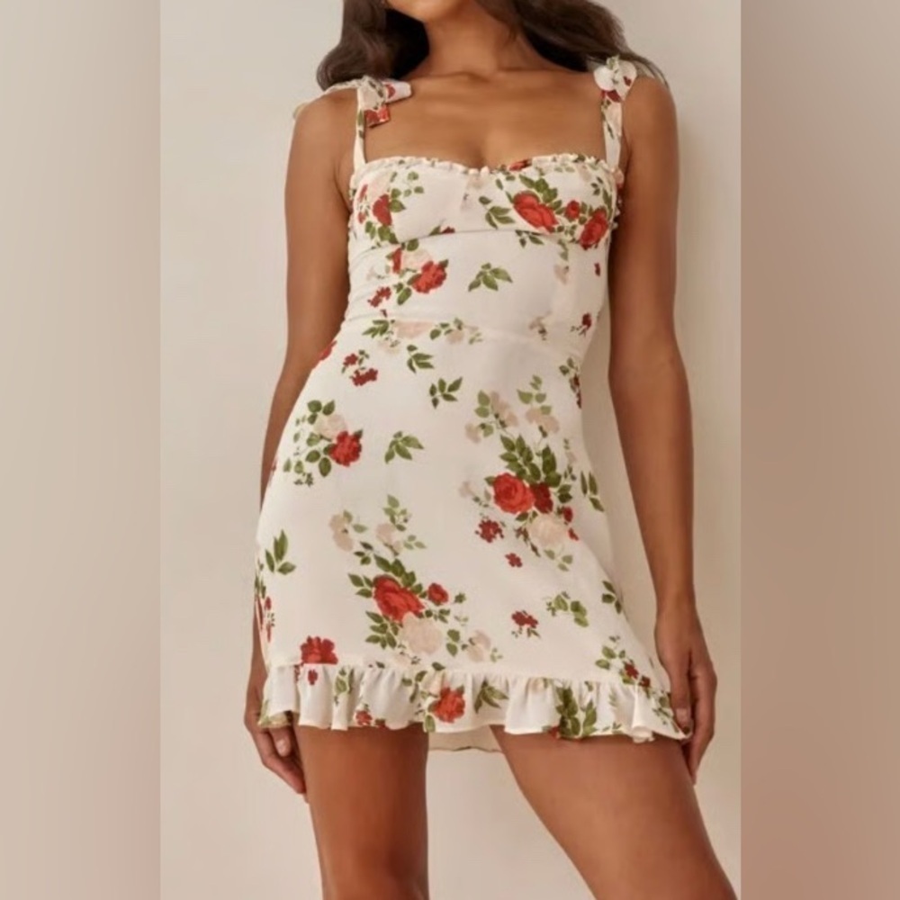 Reformation Christine Floral Ruffle Mini Dress Size 4